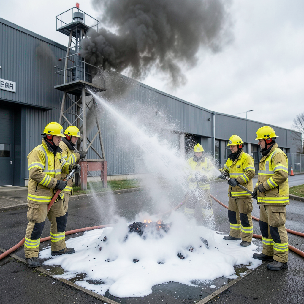 Bicester Fire Station crews train with low-expansion foam for liquid fire emergencies